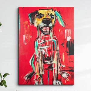 Golden Retriever Fun Red Animal Dog Pet Lover Oil Painting Wall Art Framed Canvas Poster Print Home Kitchen Living Room Decor Pet Gifts