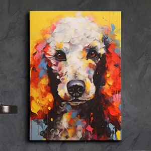 Poodle Fun Animal Dog Pet Lover Abstract Oil Painting Wall Art, Framed Canvas Poster Print, Home Kitchen Office Room Decor, Gifts