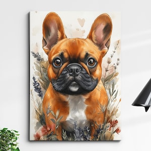 French Bulldog Dog Pet Abstract Modern Painting Wall Art, Framed Canvas Poster Print, Home Kitchen Office Room Decor, Gifts