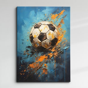 Football Sports Soccer Ball Oil Painting Splatter Style Wall Art Framed Canvas Poster Print Home/Office Room Decor Teenager Athlete Gifts