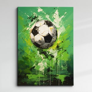 Football Sports Soccer Ball Oil Painting Splatter Style Wall Art Framed Canvas Poster Print Home/Office Room Decor Teenager Athlete Gifts