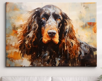English Cocker Spaniel Dog Pet Abstract Modern Oil Painting Wall Art Framed Canvas Poster Print Home Kitchen Living Room Decor Dog Gift Idea