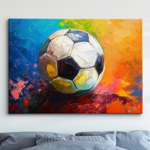 Football Abstract Oil Painting Sports Soccer Ball Wall Art Framed Canvas Poster Print Home Teen Children's Bedroom Room Decor Idea Gifts