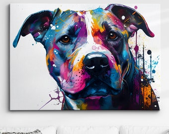 Staffordshire Bull Terrier Dog Pet Abstract Modern Painting Wall Art  Framed Canvas Poster Print  Home Kitchen Office Room Decor  Gifts