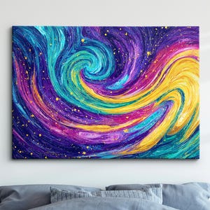 Abstract Painting Starry Night Landmark Oil Painting Style Wall Art Framed Calming Canvas Poster Print Home/Office Room Decor