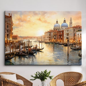Venice Italy Gondola Boat River Landmark Oil Painting Watercolor Wall Art Framed Calming Canvas Poster Print Home/Office Room Decor Gifts