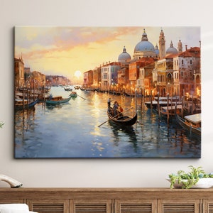 Venice Italy Gondola Boat River Landmark Oil Painting Watercolor Wall Art Framed Calming Canvas Poster Print Home/Office Room Decor Gifts
