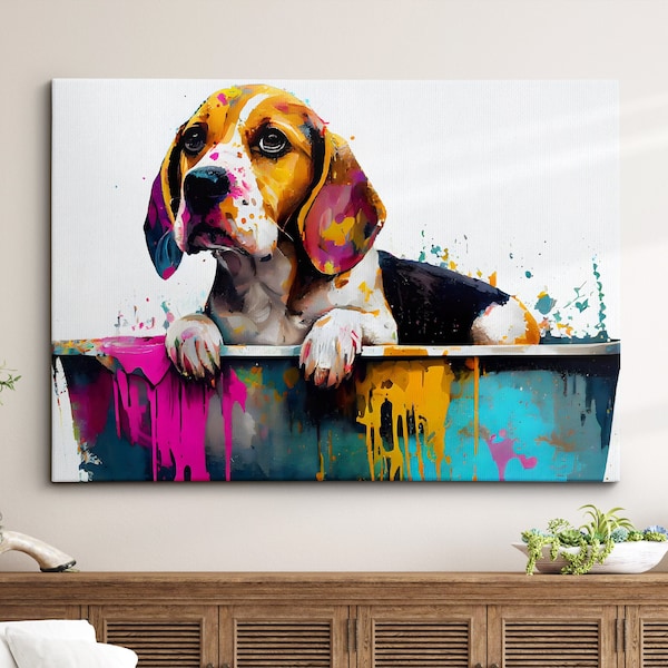 Abstract Dog Canvas Paintings Etsy