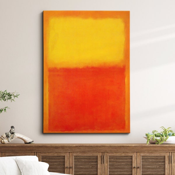 Mark Rothko Orange Yellow Abstract Oil Painting Reproduction Quality Wall Art, Framed Canvas Poster Print, Home Kitchen Office Room Decor