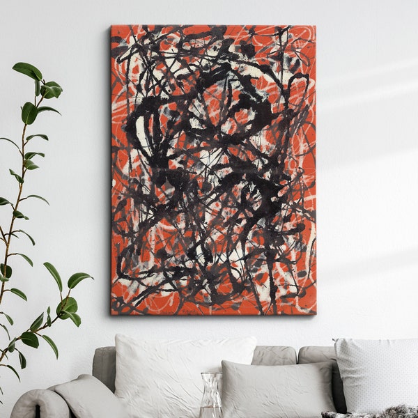 Jackson Pollock Free Form Reproduction Abstract Oil Painting Wall Art, Framed Canvas Poster Print, Home Kitchen Office Room Decor, Gift Idea