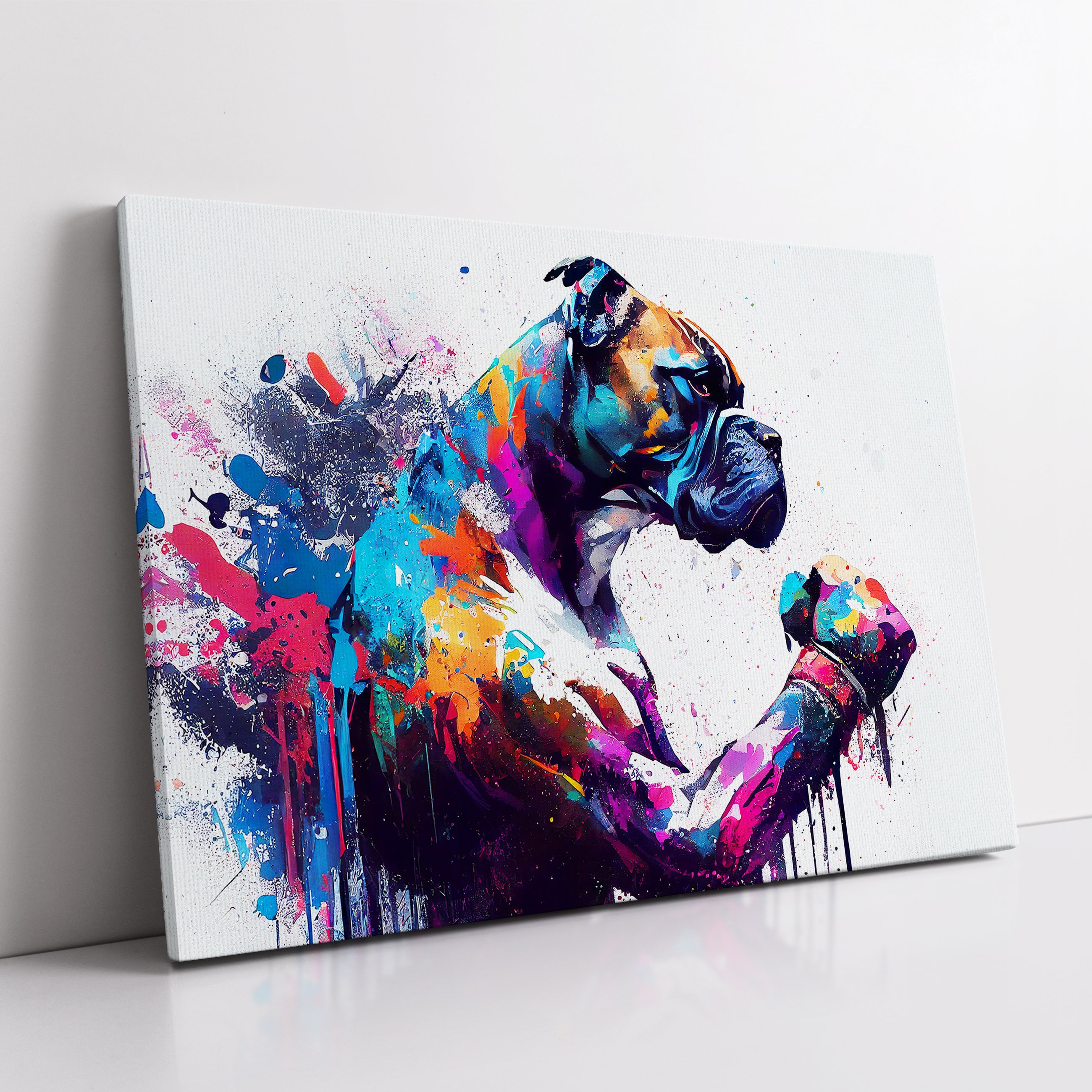 Boxer Boxing Gloves Abstract Dog Pet Animal Painting Splatter Wall Art ...
