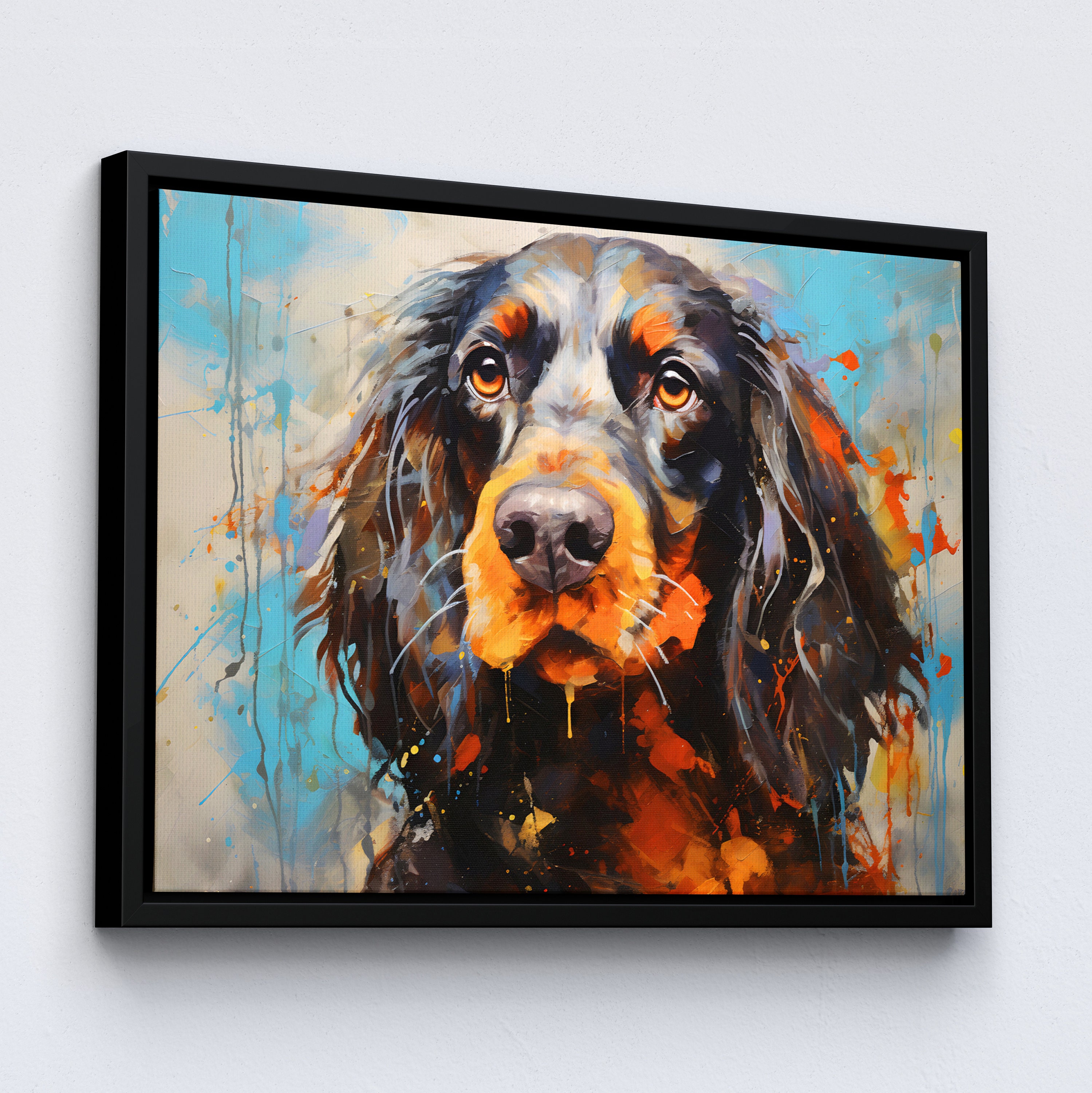 English Cocker Spaniel Dog Pet Abstract Modern Oil Painting Wall Art ...