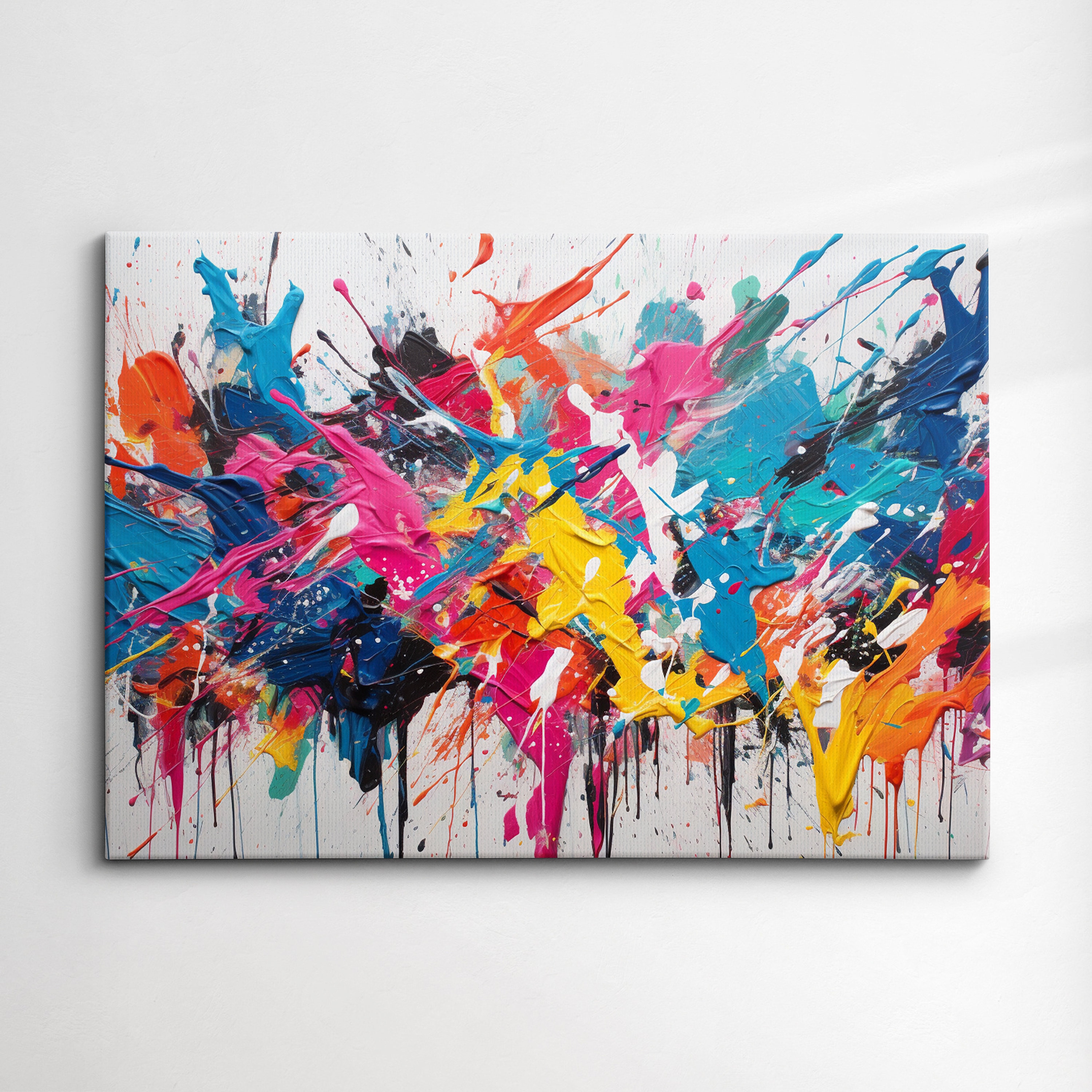 Colorful Paint Splash Abstract Oil Painting Splatter Style Wall Art ...