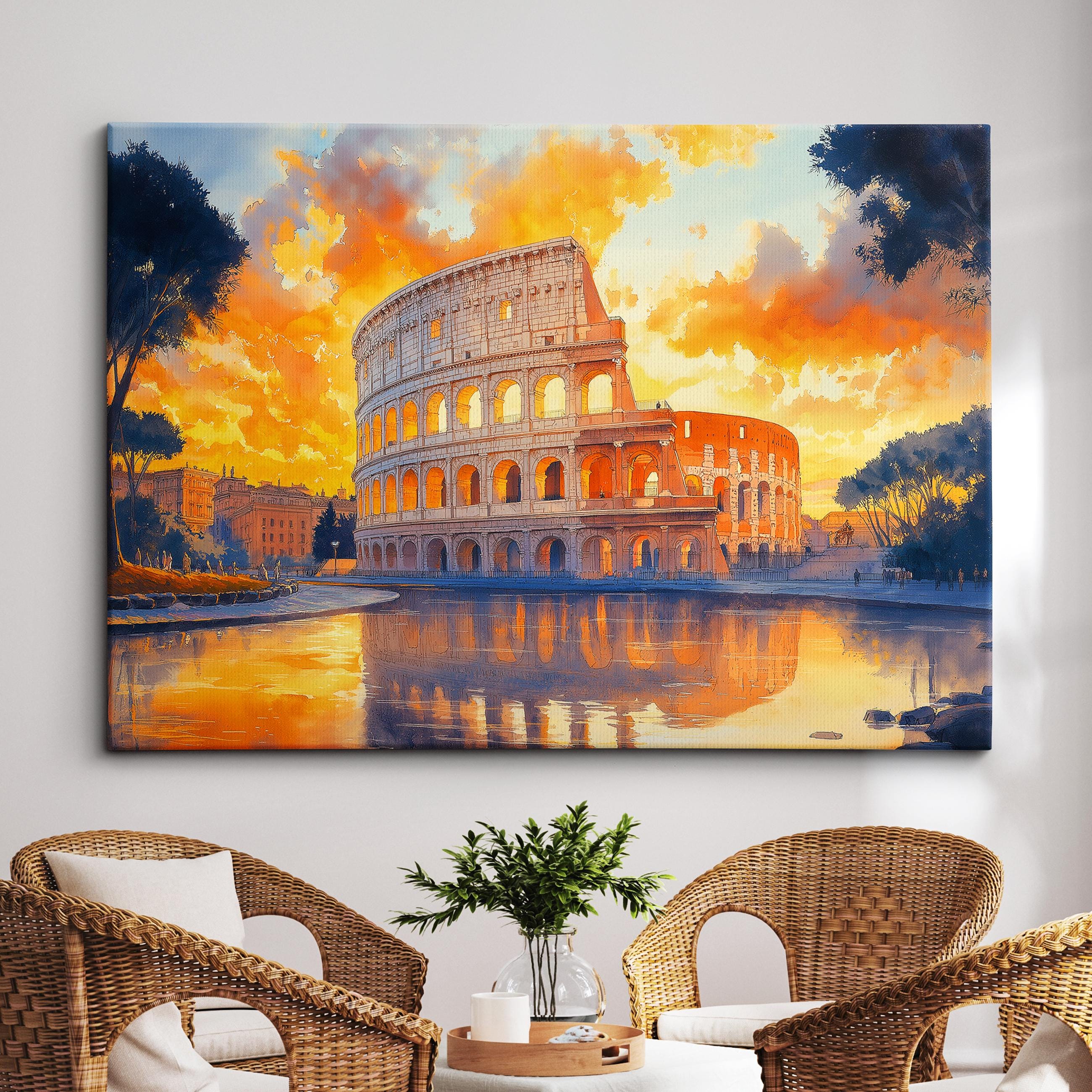 The Colosseum Rome City Landmark Oil Painting Style Wall Art