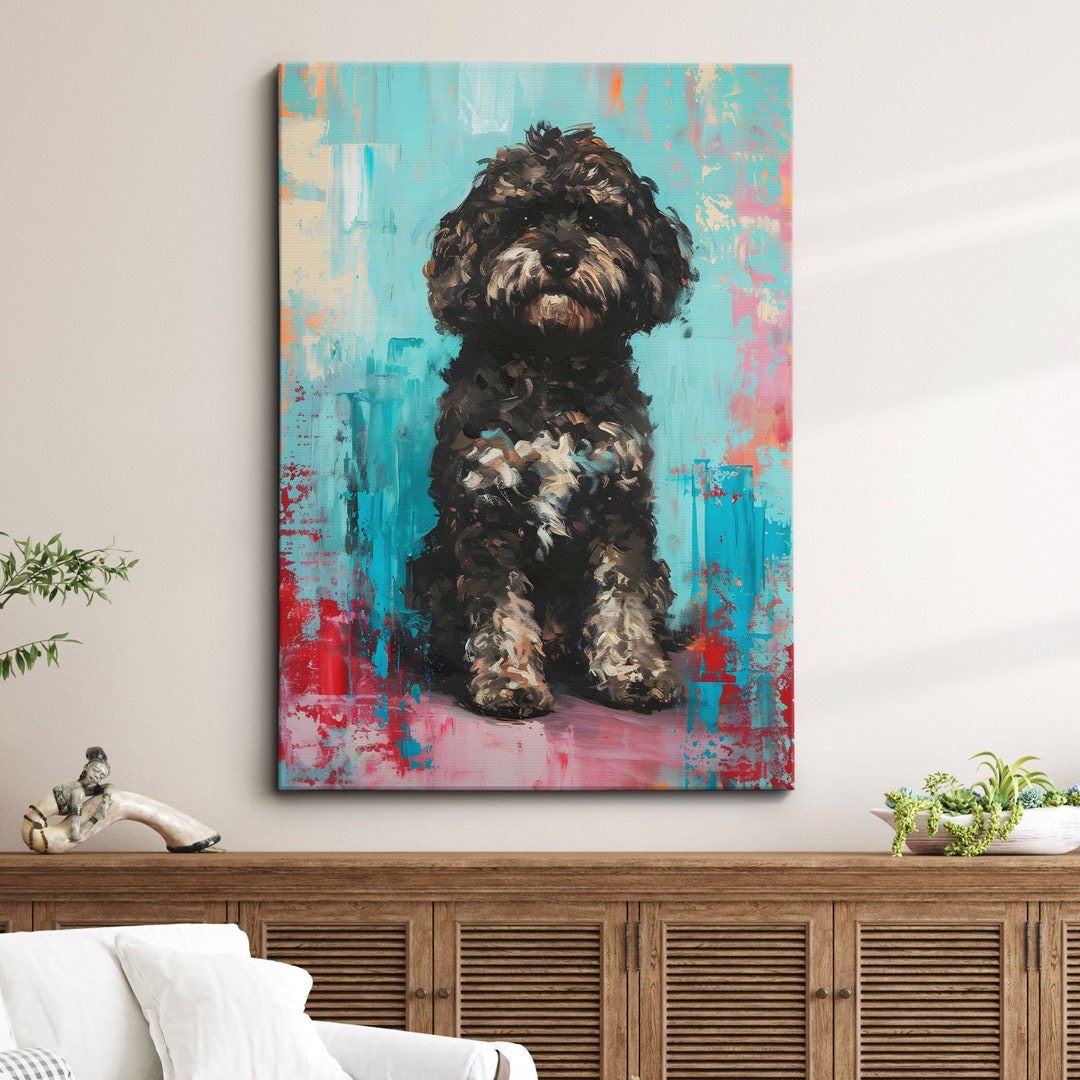Colorful Cockapoo Fun Animal Dog Pet Lover Abstract Oil Painting Wall ...