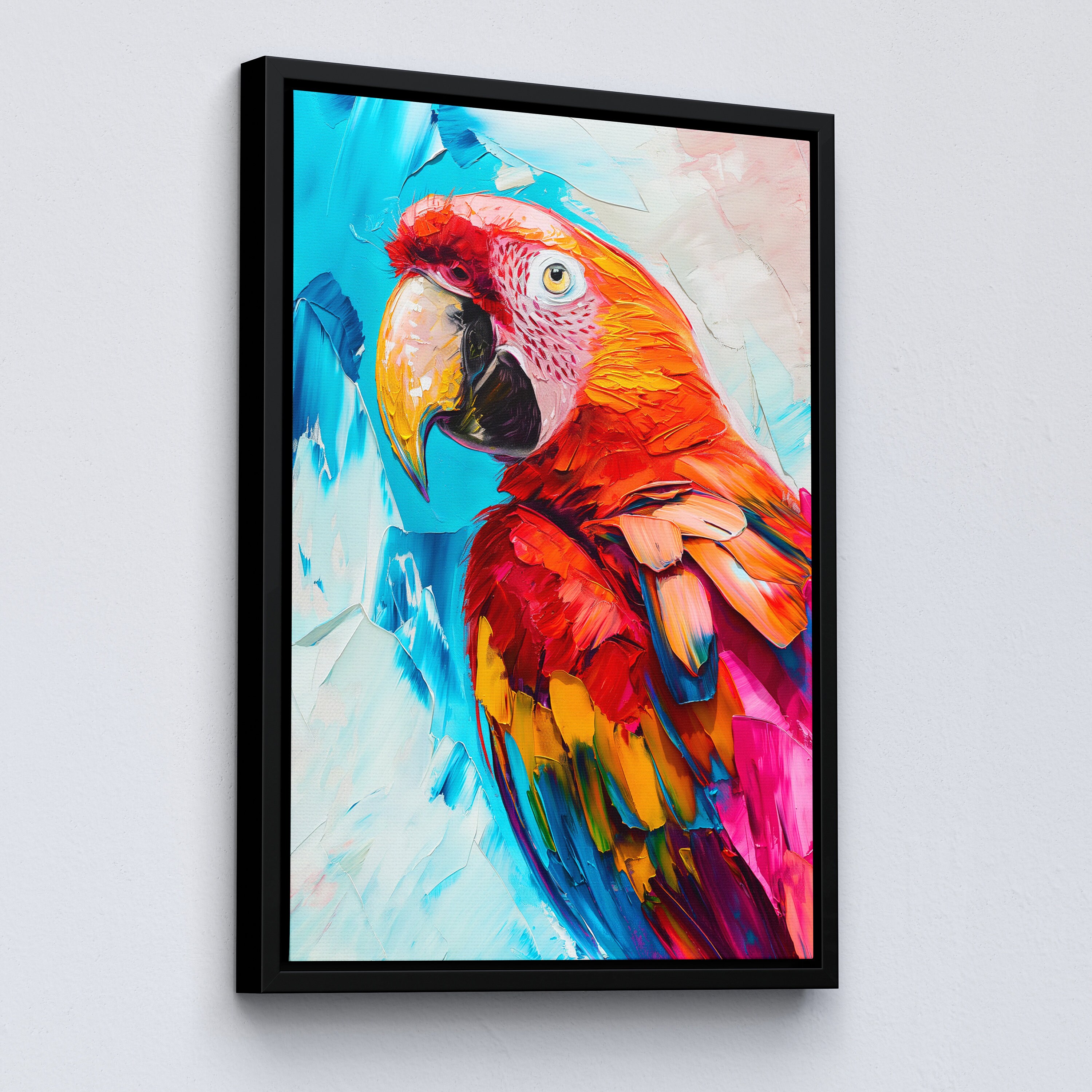 Colorful Parrot Abstract Oil Painting Pop Art Style Wall Art