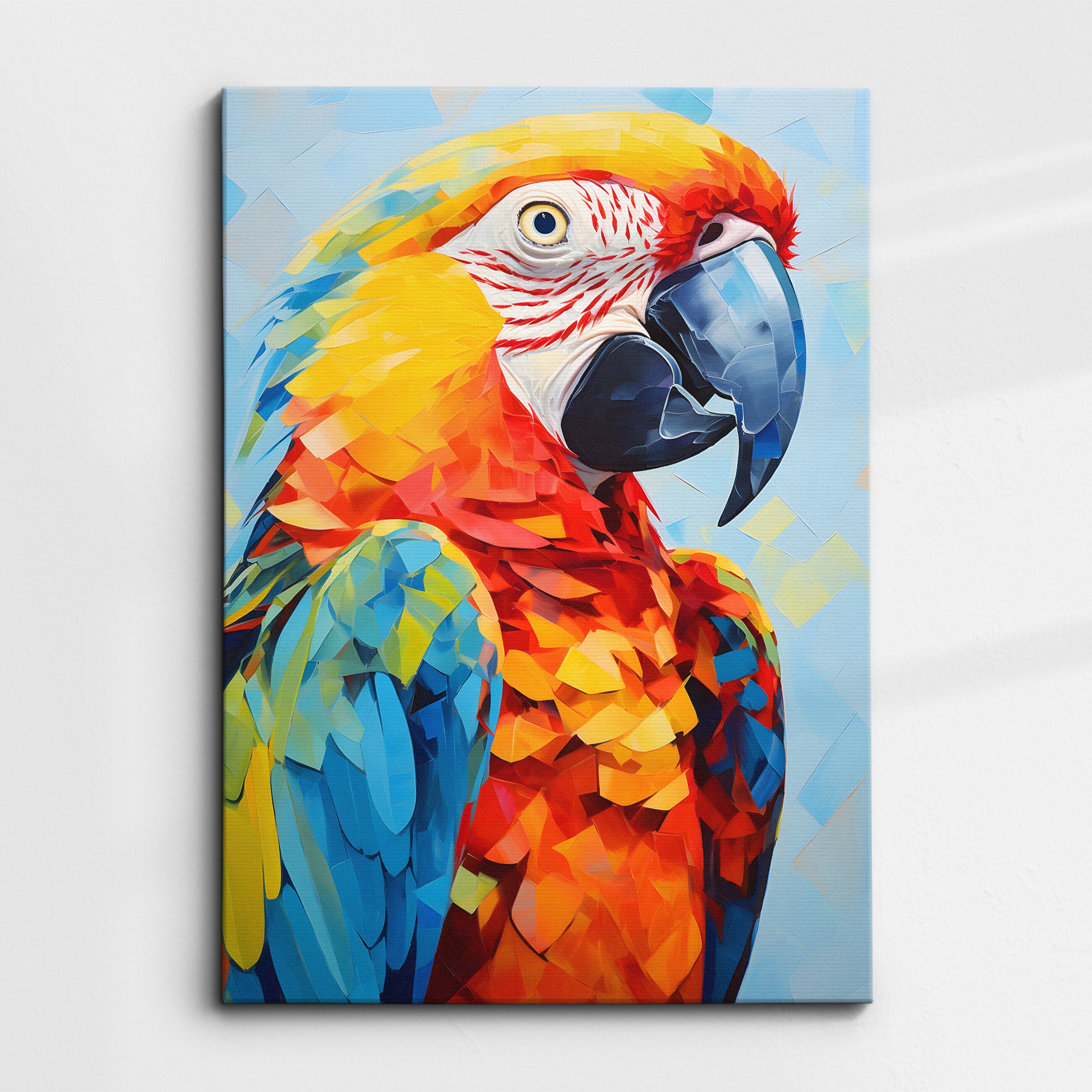 Colorful Parrot Animal Abstract Oil Painting Splatter Style Wall