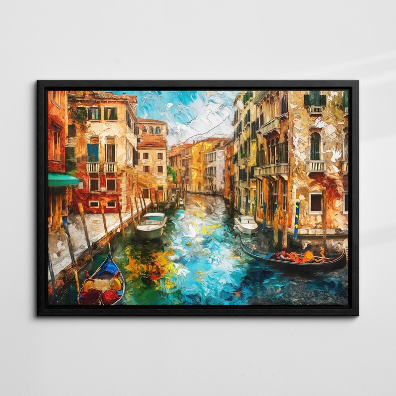 Venice Italy Gondola Boat River Landmark Oil Painting Watercolor Wall