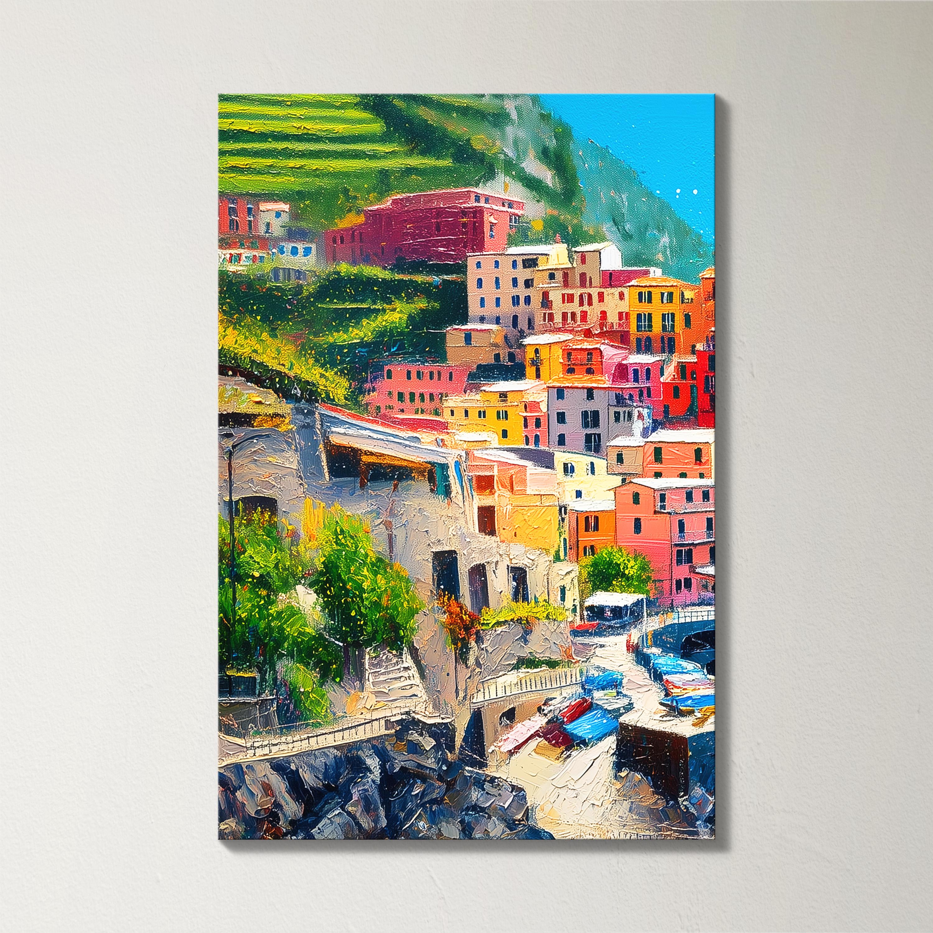 Cinque Terre Coastal Village 3 Panel Split Canvas Wall Art Italy ...