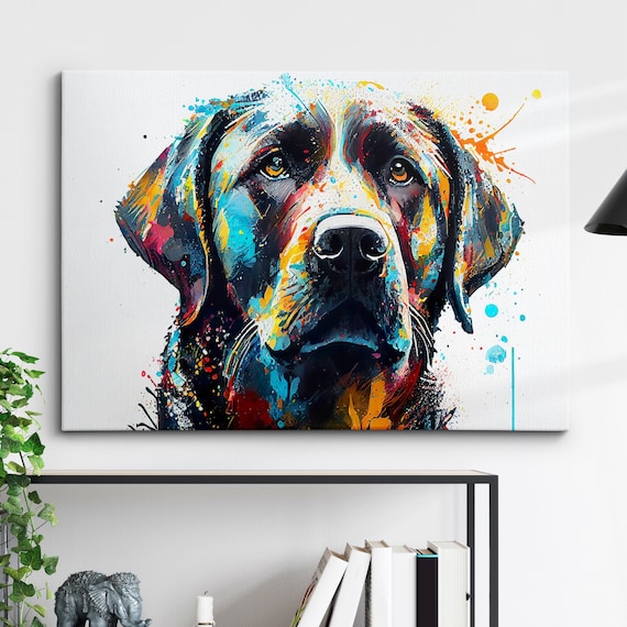 Labrador Colorful Dog Pet Abstract Modern Painting Splatter Wall