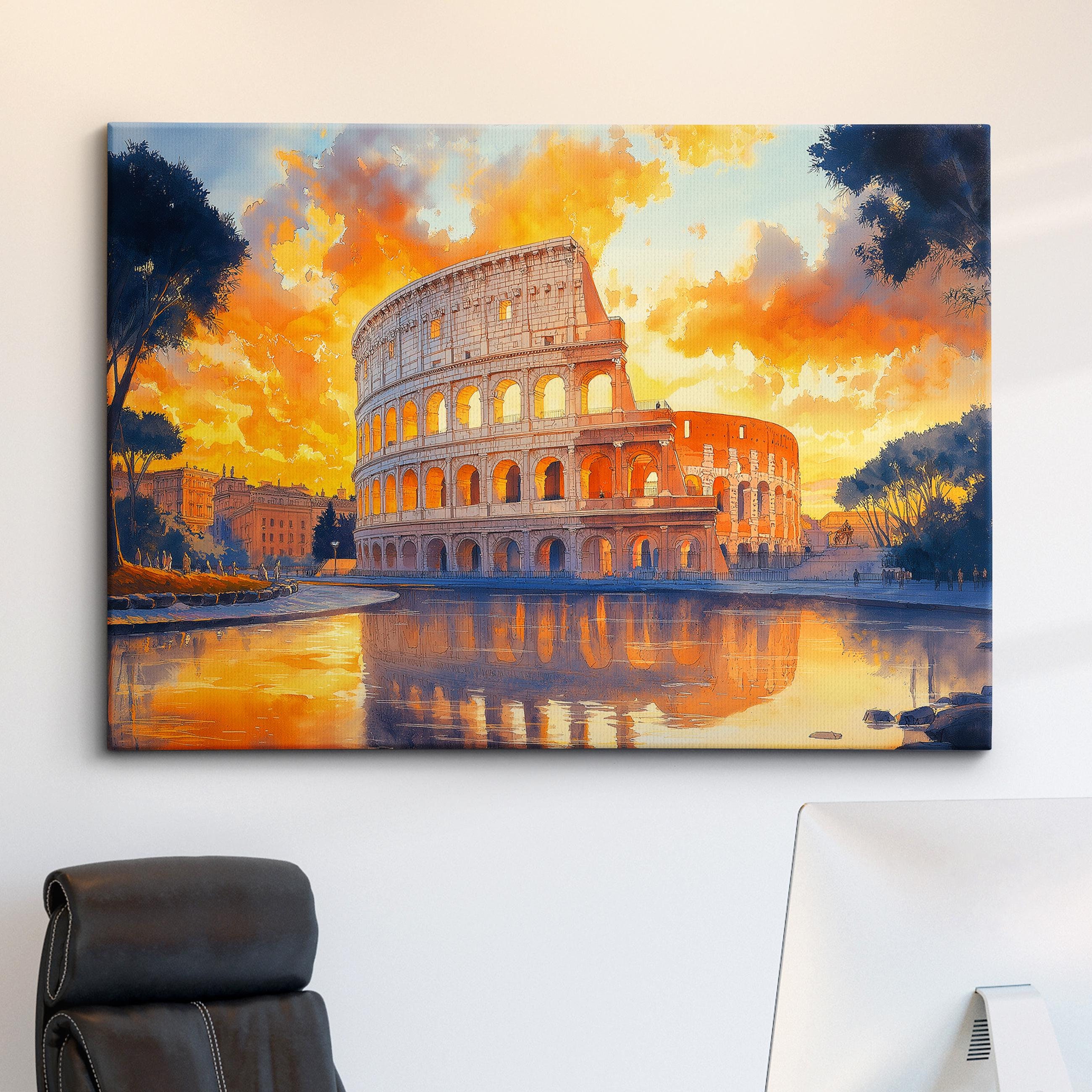 The Colosseum Rome City Landmark Oil Painting Style Wall Art