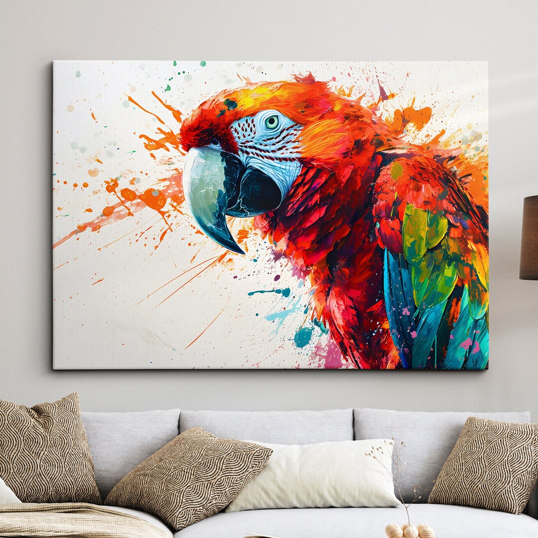 tesori dell' Caroline Red Parrot at Lulu da Interni o Esterni Mat, Multicolor, 18 x 27