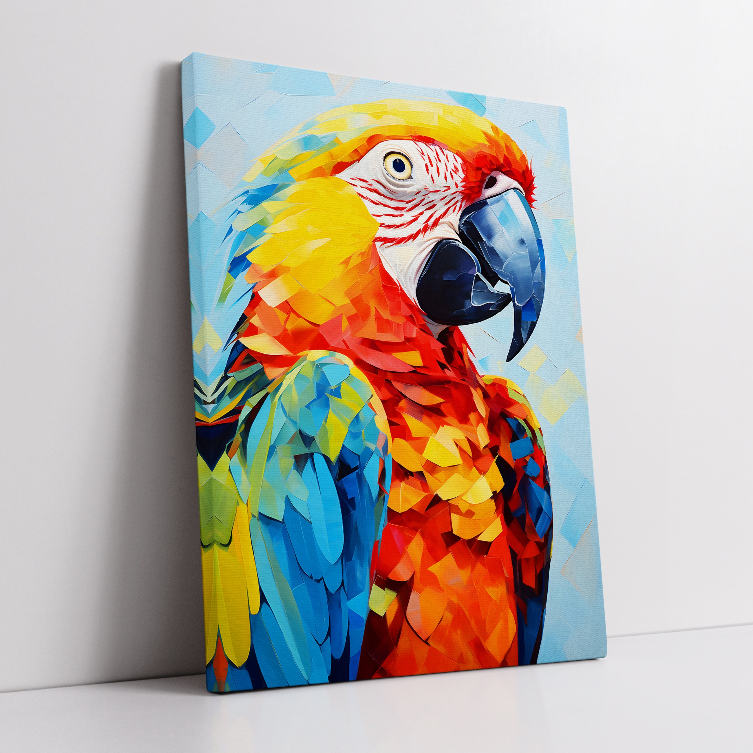 Colorful Parrot Animal Abstract Oil Painting Splatter Style Wall