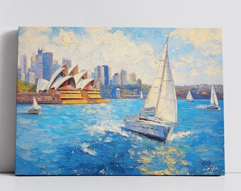 Sydney Opera House Famous Landmark Abstract Oil Painting Wall Art