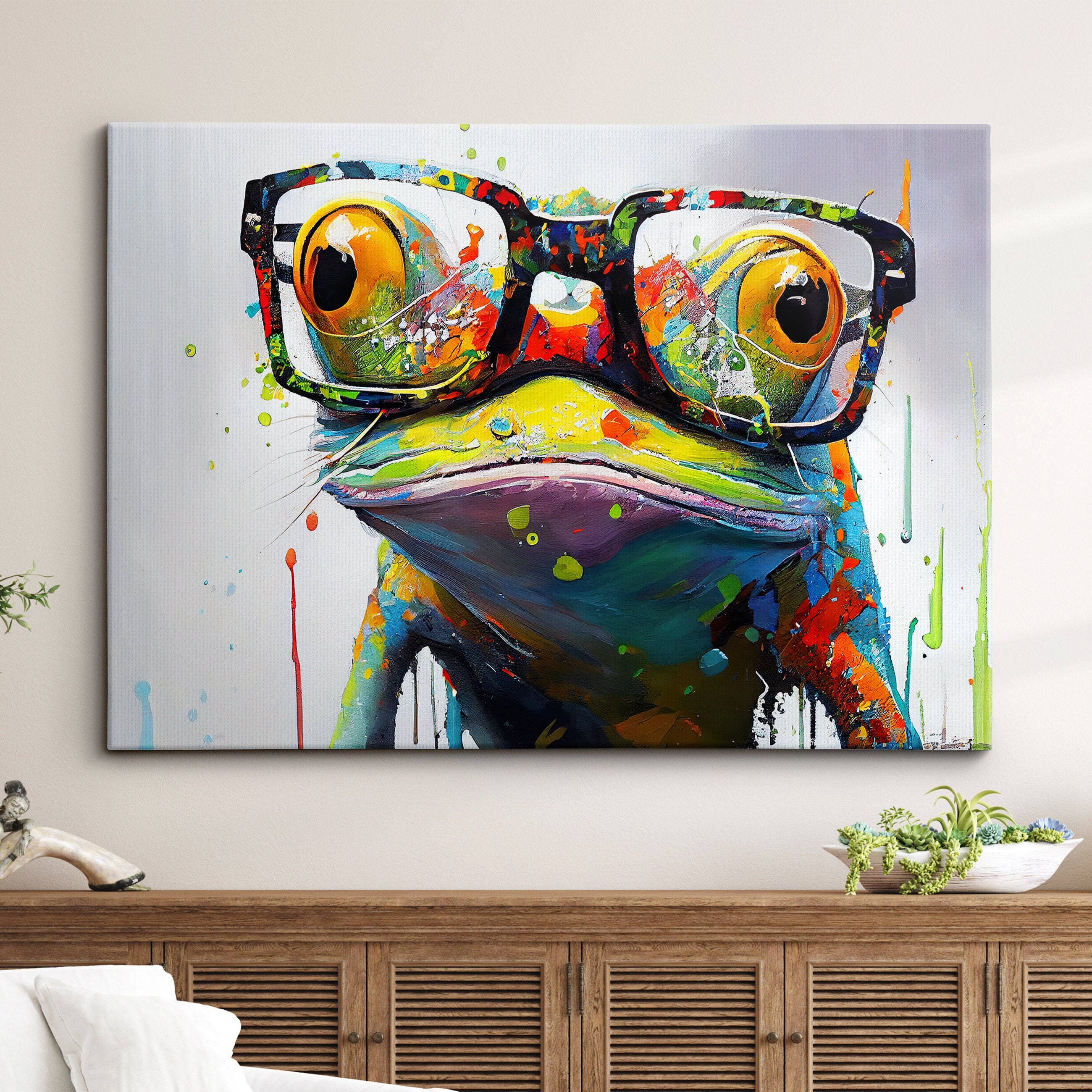 Frog With Glasses | Luxury Art Canvas