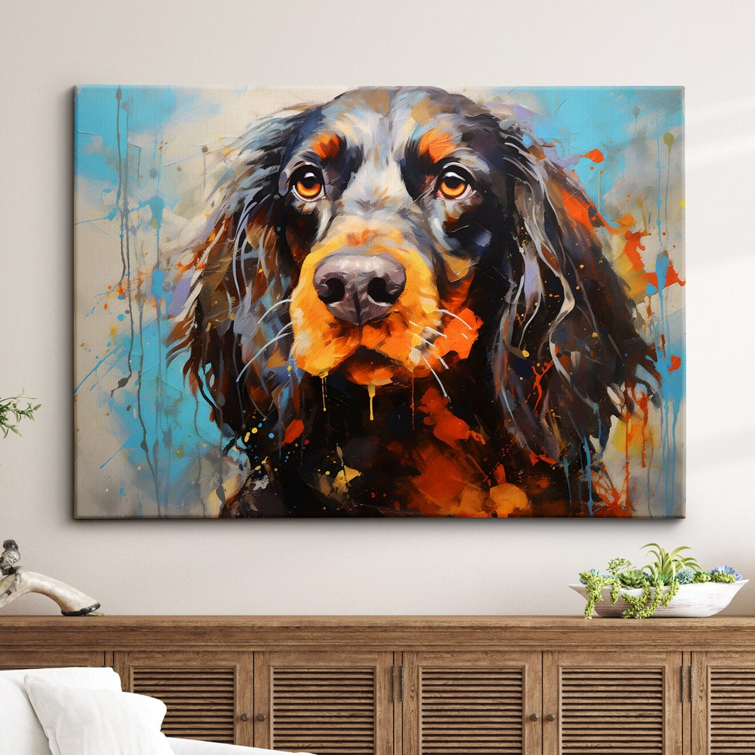 English Cocker Spaniel Dog Pet Abstract Modern Oil Painting Wall Art ...