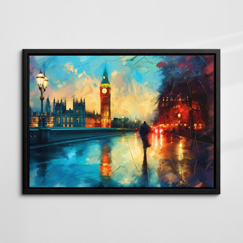 London Bridge Abstract Oil Painting Abstract Paint Colourful UK Big Ben