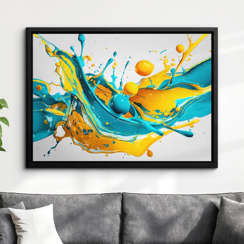 Colorful Paint Splash Abstract Oil Painting Splatter Style Wall Art ...