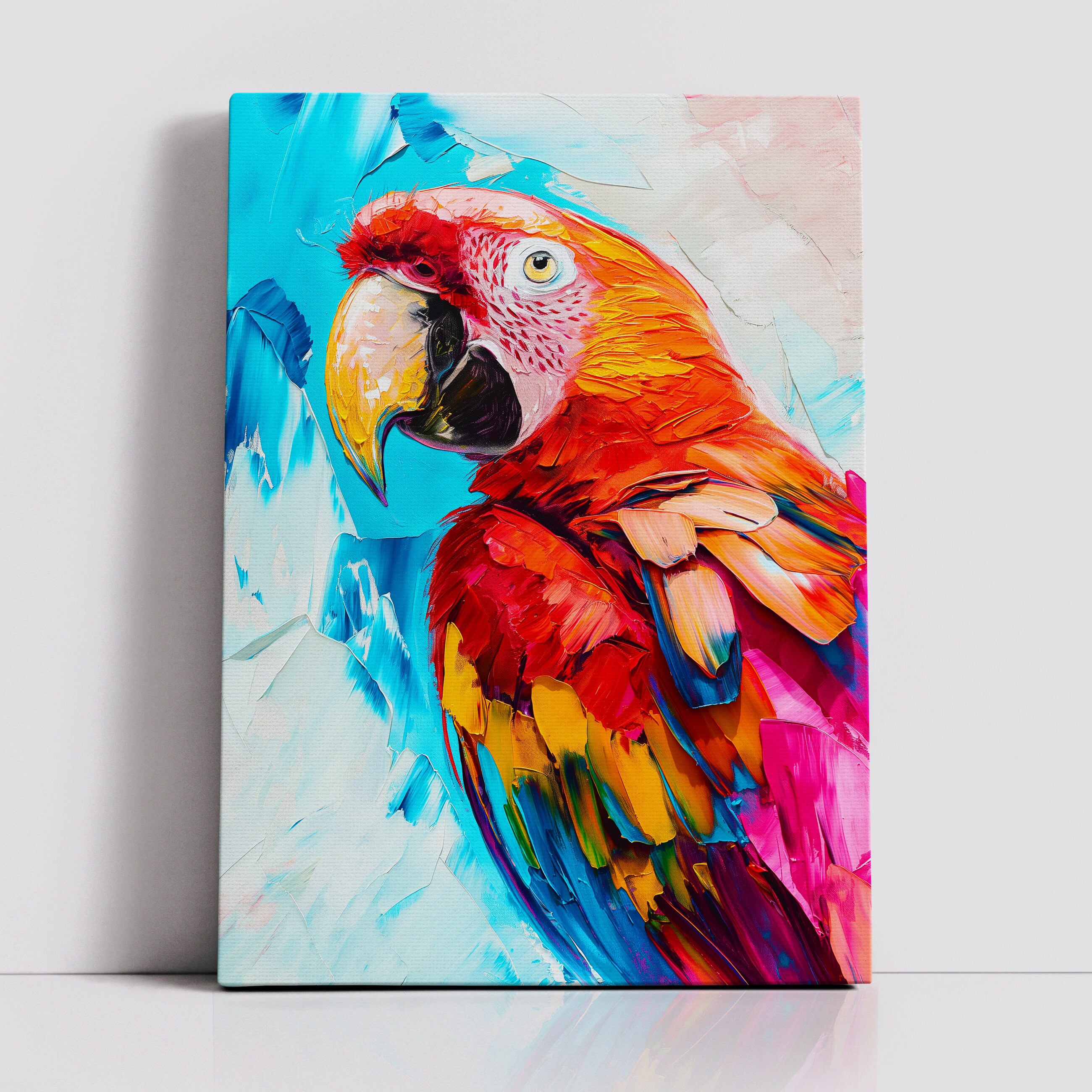 Colorful Parrot Abstract Oil Painting Pop Art Style Wall Art