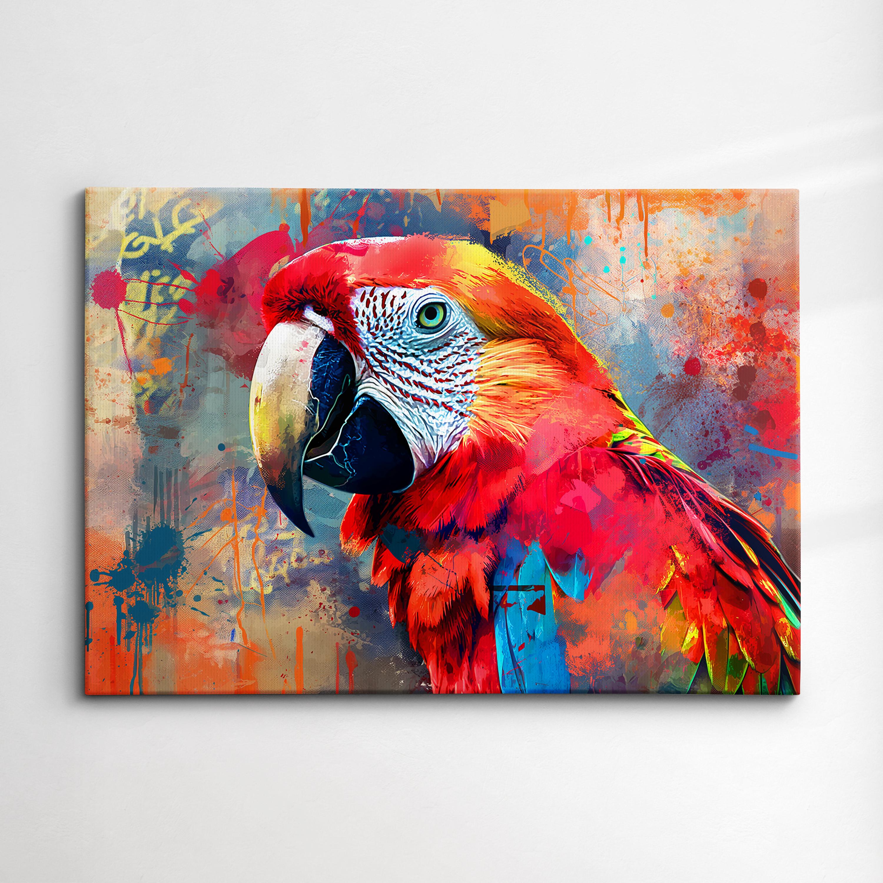 Montanari Papagallo 油彩画 50x70 cm Colorful Parrot Abstract Modern Animal Oil Painting Wall Art