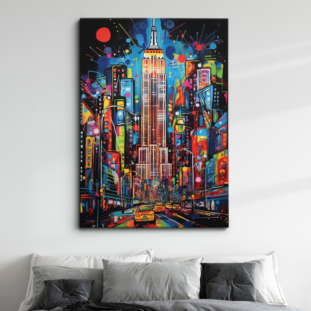 Empire State New York Graffiti Abstract Modern Painting Wall Art ...