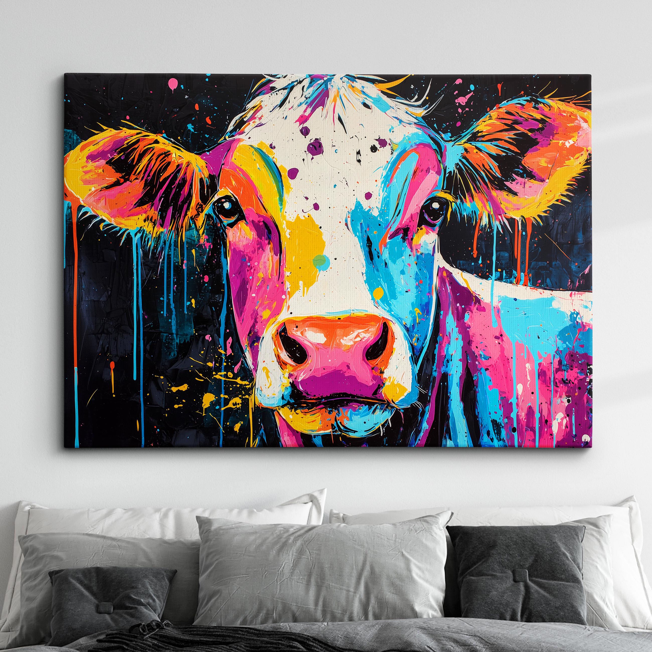 Cow Oil Painting Abstract Modern Wall Art Framed Canvas Poster Print ...