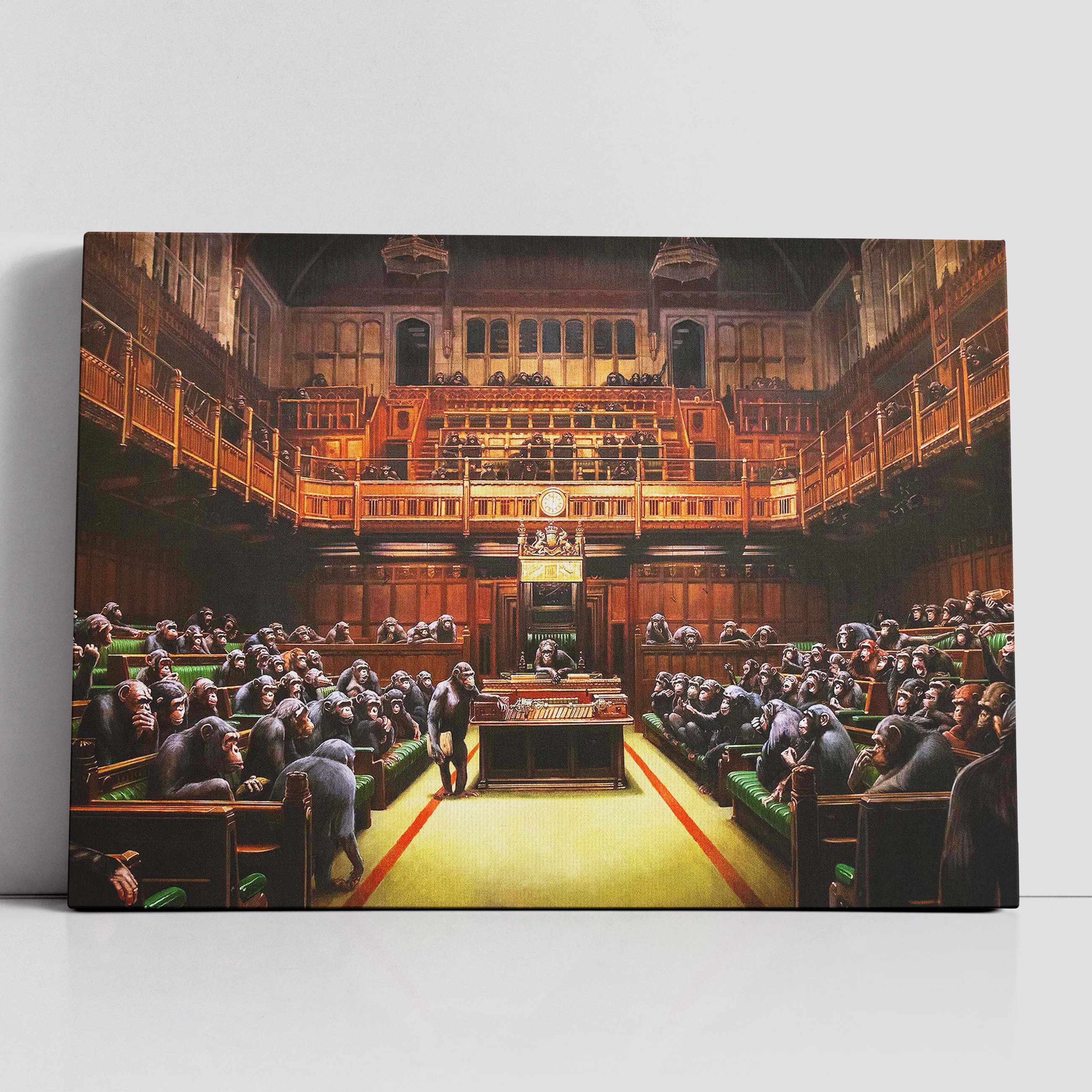 Chimps in Parliament Government Abstract Oil Painting Banksy Wall