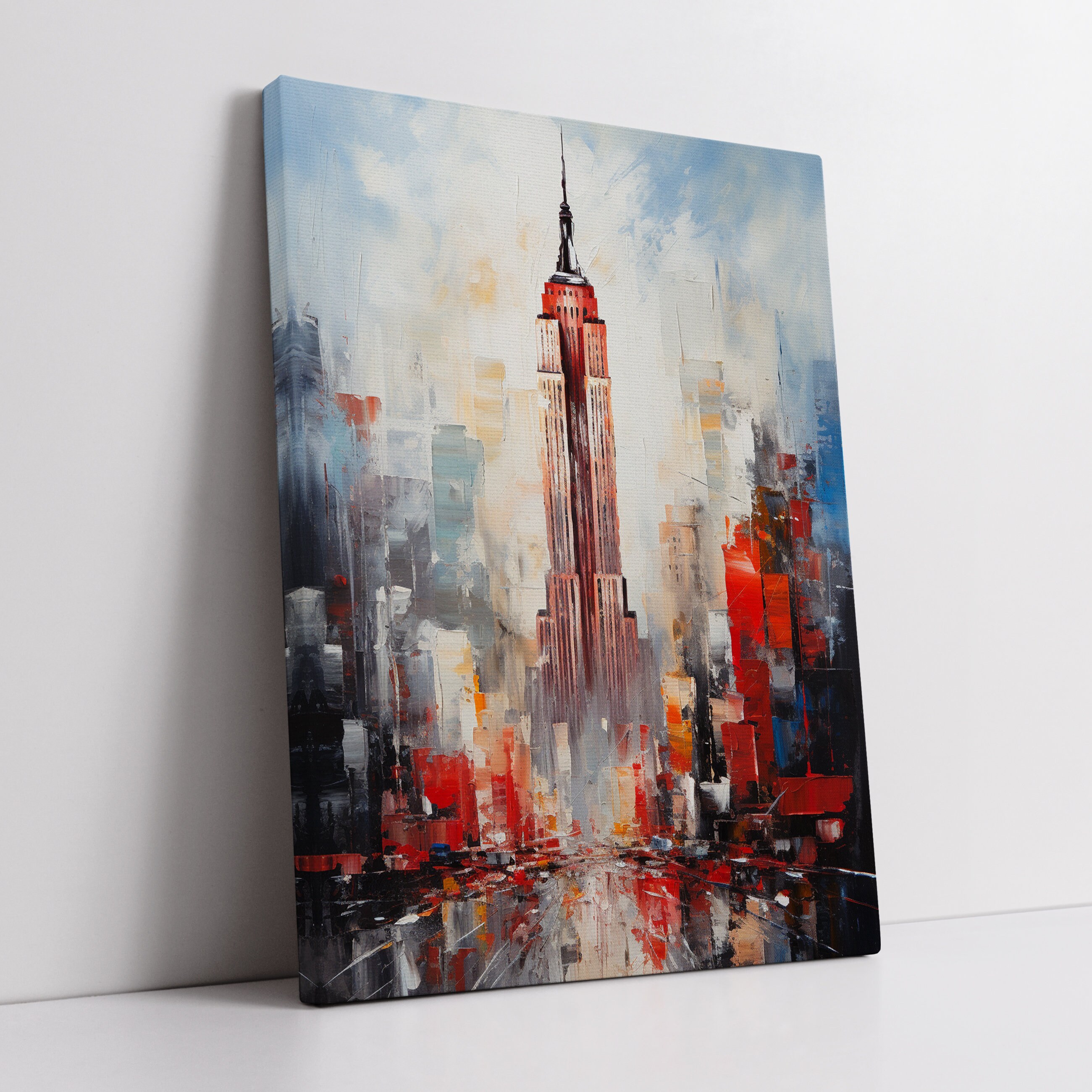 Empire State Building New York City Abstract Oil Painting Style Wall ...
