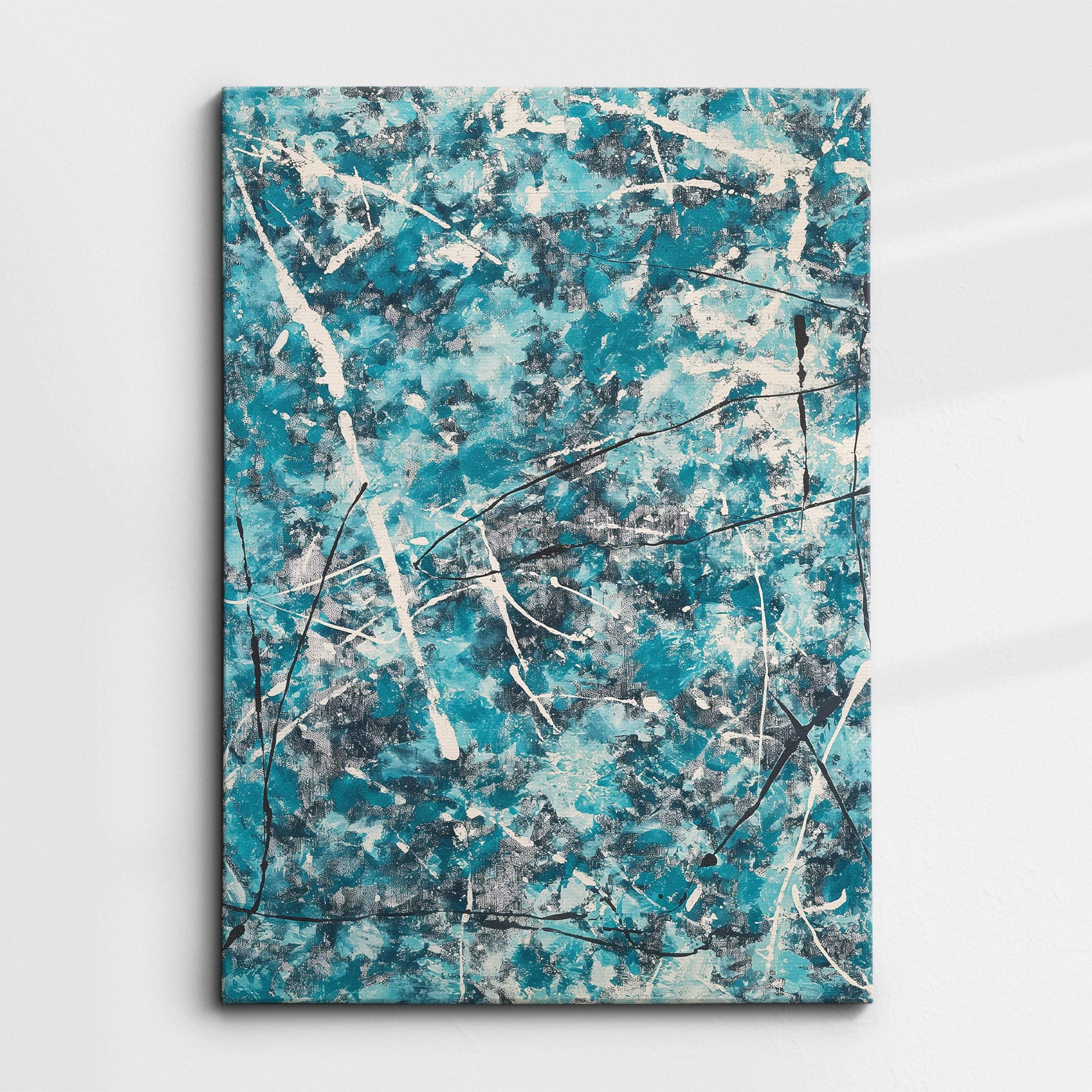 Modern Abstract Blue & White Free Form Exhibition Oil Painting
