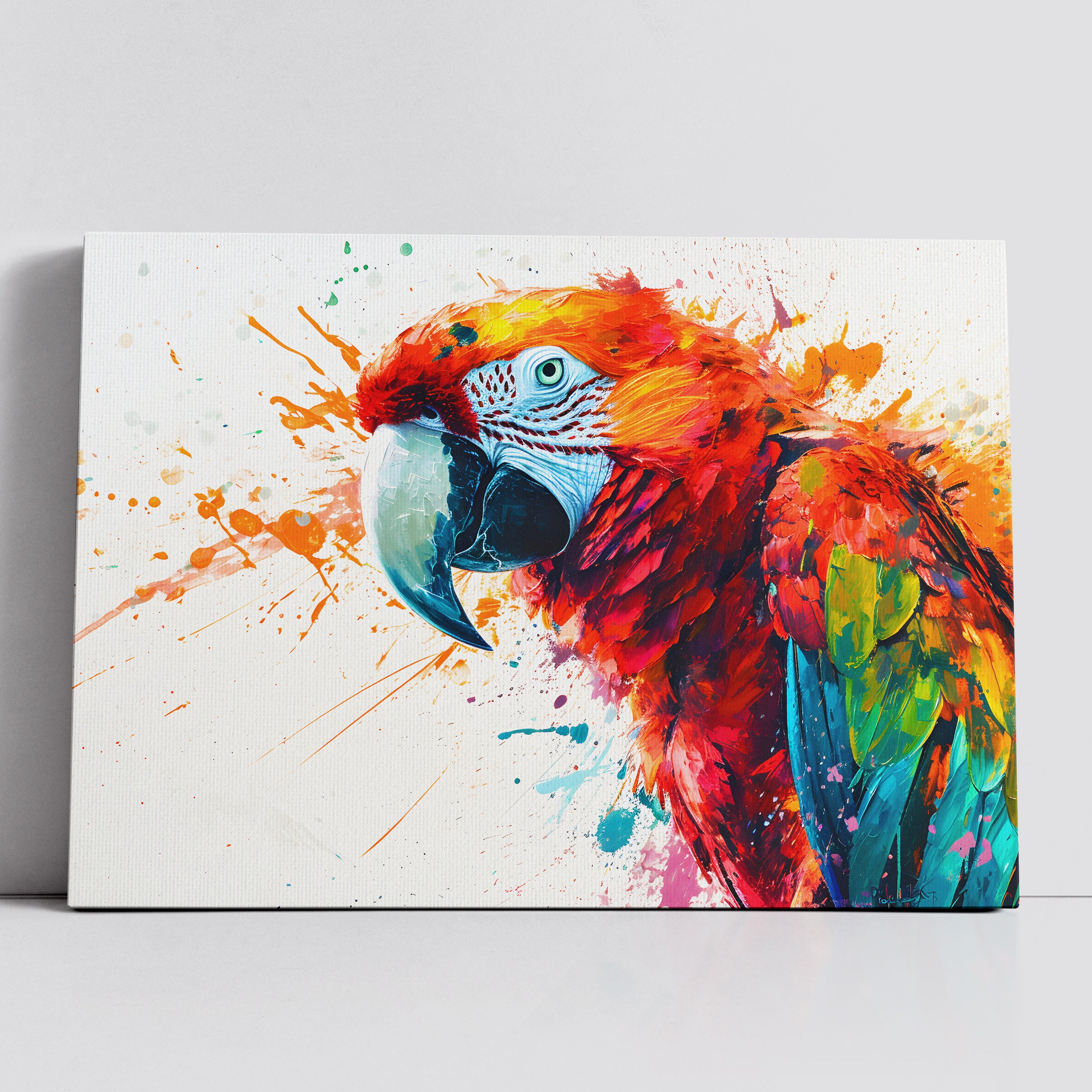 Montanari Papagallo 油彩画 50x70 cm Colorful Parrot Abstract Modern Animal Oil Painting Wall Art