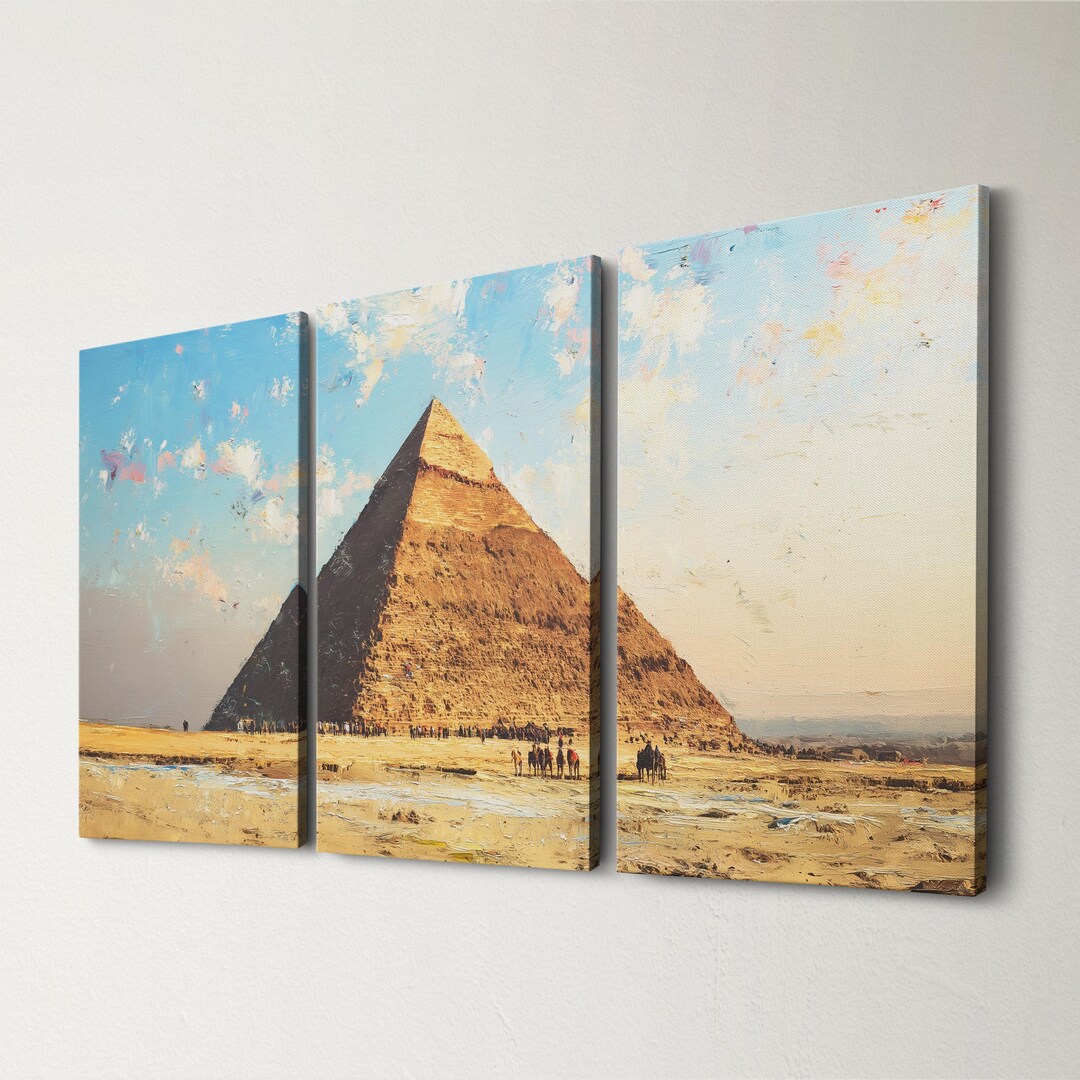 Egypt Great Pyramid of Giza 3 Panel Split Canvas Wall Art Landmark ...