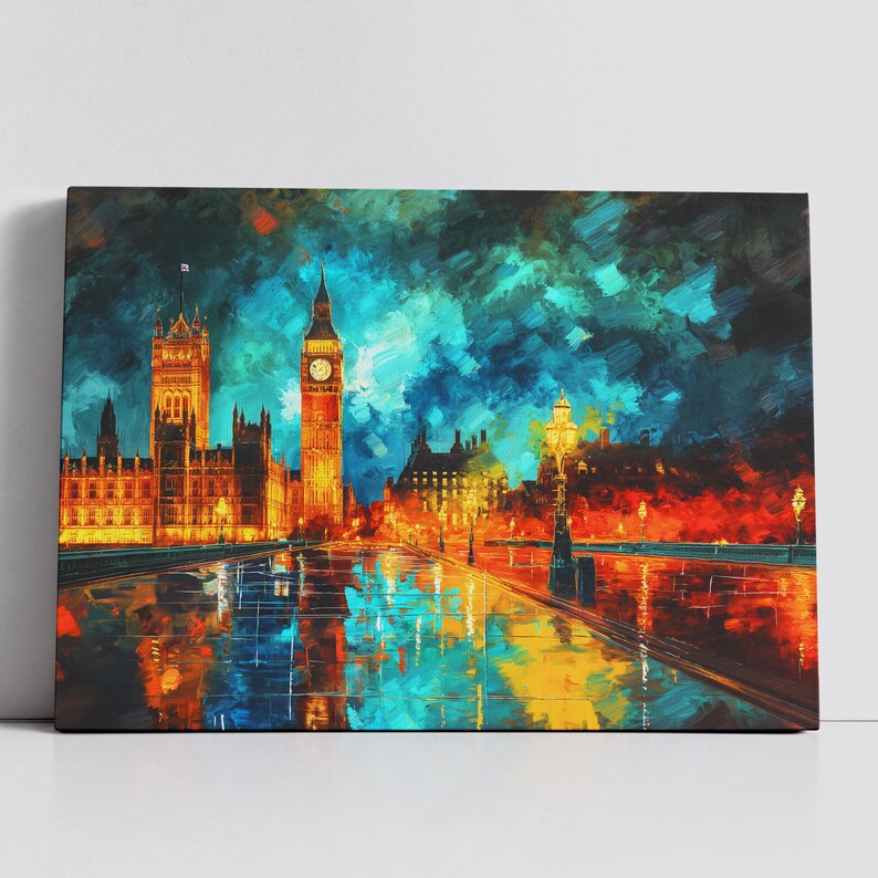 London Bridge Abstract Oil Painting Abstract Paint Colourful UK Big Ben