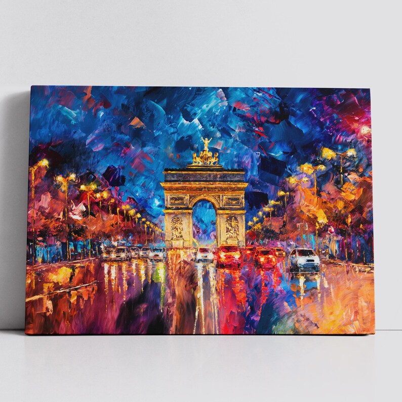 Paris France the Etoile Cityscape Landmark Oil Painting Watercolor Wall