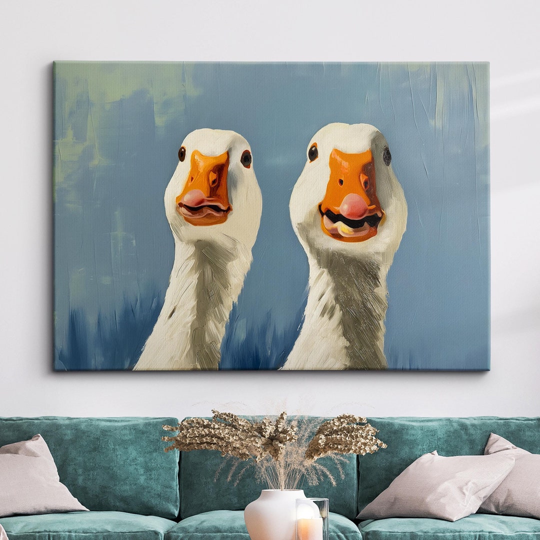 Colorful Ducks Abstract Oil Animal Duck Painting Splatter Style Wall ...