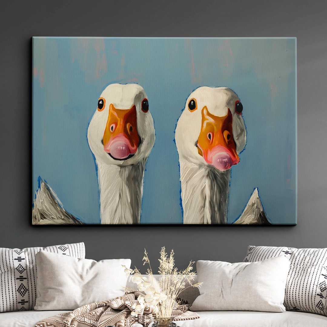 Colorful Ducks Abstract Oil Animal Duck Painting Splatter Style Wall ...