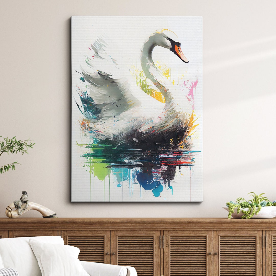 Beautiful Swan Animal Abstract Animal Queen Oil Painting Splatter