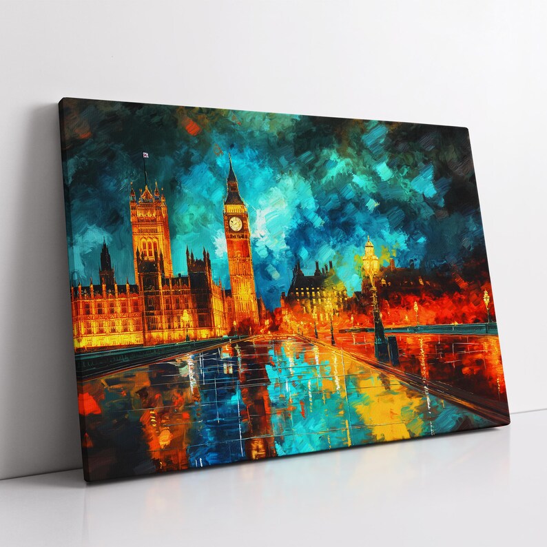 London Bridge Abstract Oil Painting Abstract Paint Colourful UK Big Ben