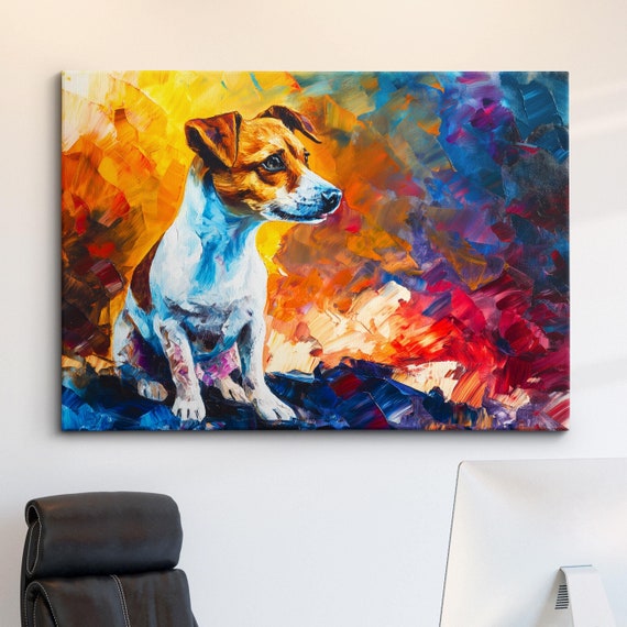 Jack Russell Terrier Dog Pet Abstract Modern Oil Painting Splatter