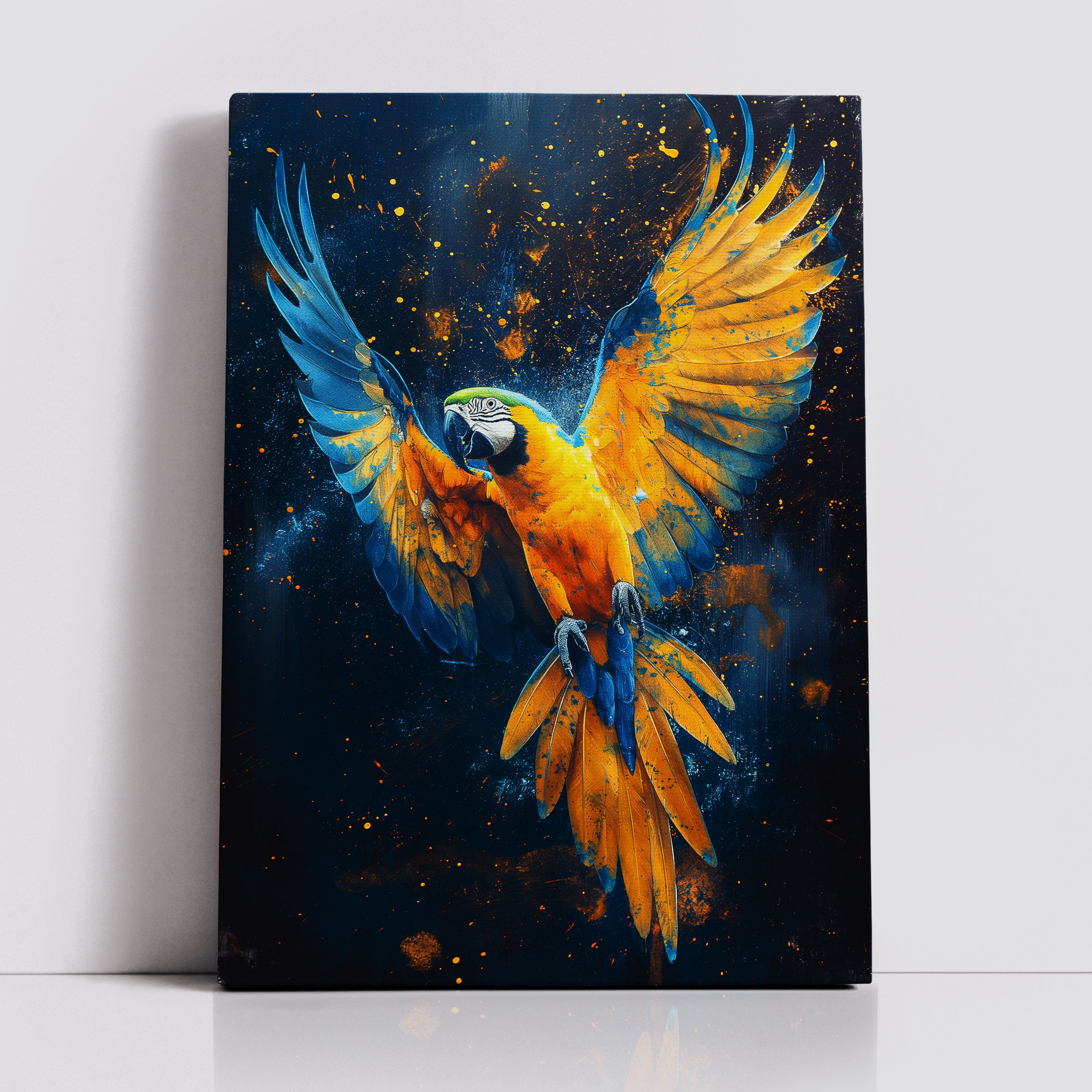 Colorful Parrot Abstract Modern Animal Oil Painting Wall Art