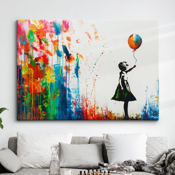 Banksy Art Home Décor Posters & Prints Banksy Sunset Balloon Girl Canvas Wall Art – Framed Graffiti Print, Multicolored, Waterproof Banksy Graffiti Reproduction Posters & Prints - Foto 7